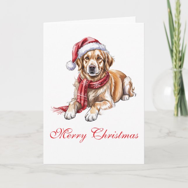  Golden Retriever Christmas Greeting Card Karte (Vorderseite)