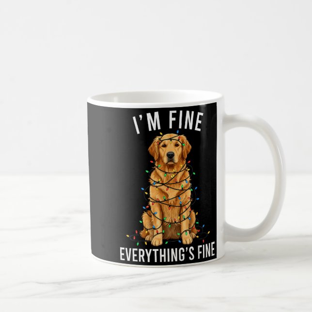 Golden Retriever Christmas I'm Fine Everything Is  Kaffeetasse (Rechts)