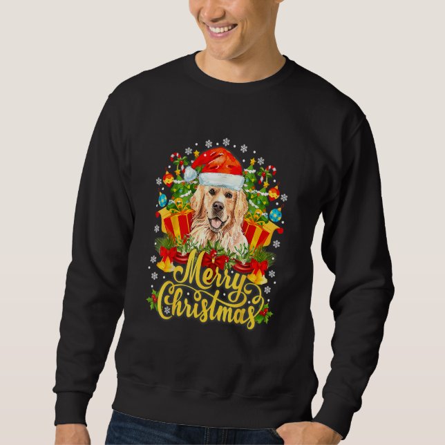 Golden Retriever Christmas Lights With Santa Hat D Sweatshirt (Vorderseite)