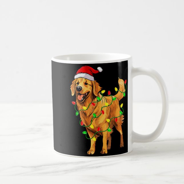 Golden Retriever Christmas Santa Hat Tree Lights P Kaffeetasse (Rechts)