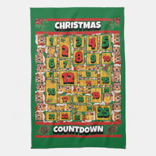 Golden Retriever Countdown WeihnachtsAdvent Dog Geschirrtuch