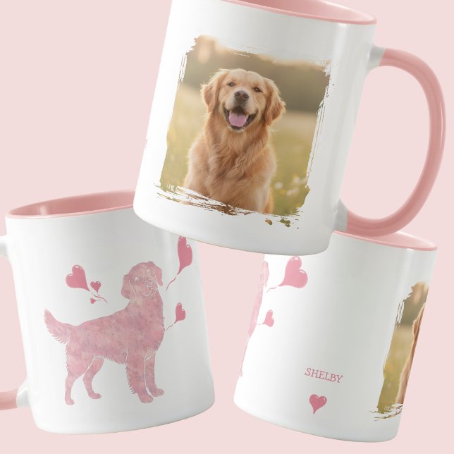 Golden Retriever Custom Photo & Name Valentine Tasse (Von Creator hochgeladen)