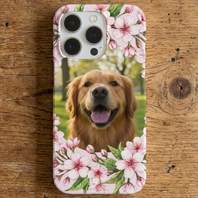 Golden retriever custom photo with cherry blossom iPhone 16 pro hülle (Von Creator hochgeladen)