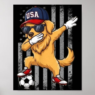 Golden Retriever Dabbing Fußball Jungen Mädchen Ki Poster
