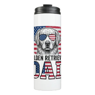 Golden Retriever Dad Patriotisches Vintage Hund-Sh Thermosbecher