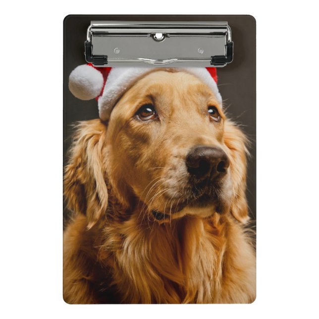 Golden retriever, das für sein Weihnachten Mini Klemmbrett (Vorderseite)