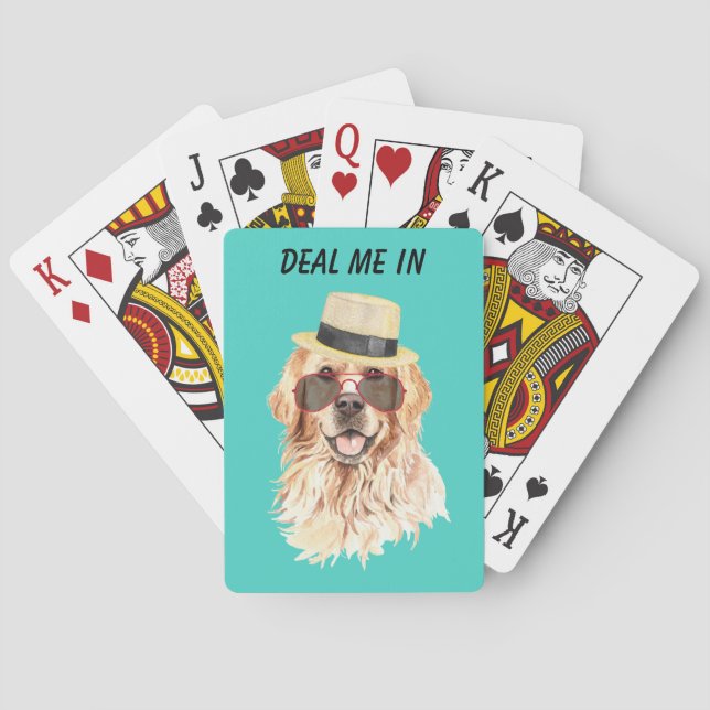 Golden Retriever Deal Me In Spielkarten (Rückseite)
