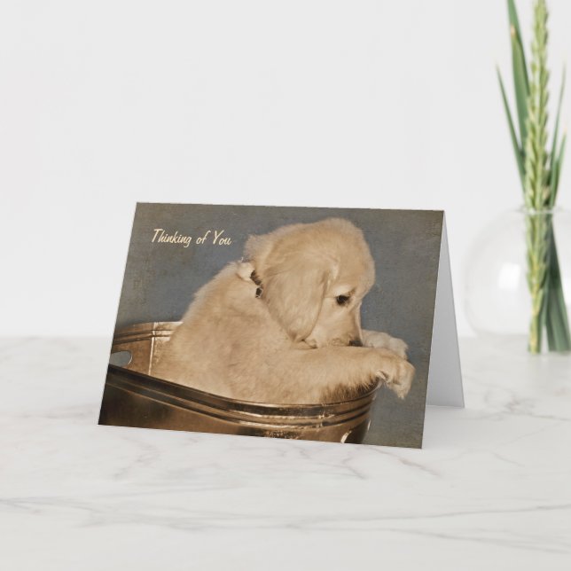 Golden Retriever Denken Sie an Sie Karte (Vorderseite)