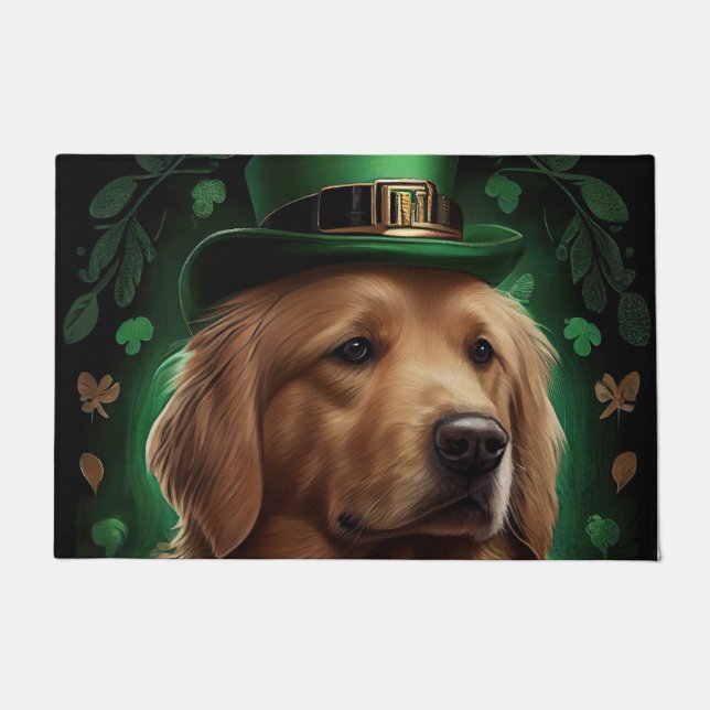 Golden Retriever Dog am St. Patrick's Day Fußmatte (Vorderseite)