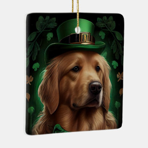 Golden Retriever Dog am St. Patrick's Day Keramikornament