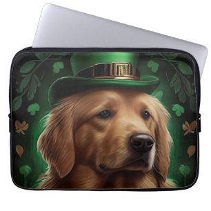 Golden Retriever Dog am St. Patrick's Day Laptopschutzhülle