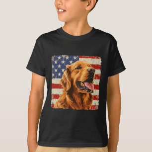 Golden Retriever Dog America Flag Shirt Independen