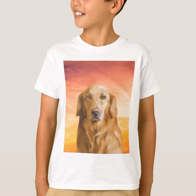 Golden Retriever Dog Aquarell Art Ölgemälde T-Shirt (Vorderseite)