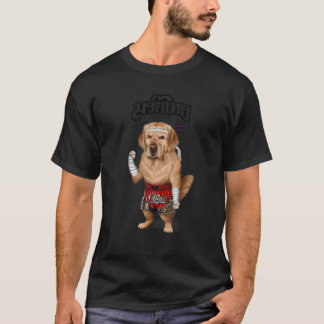 Golden Retriever Dog As Muay Thai Kick Boxing Cham T-Shirt