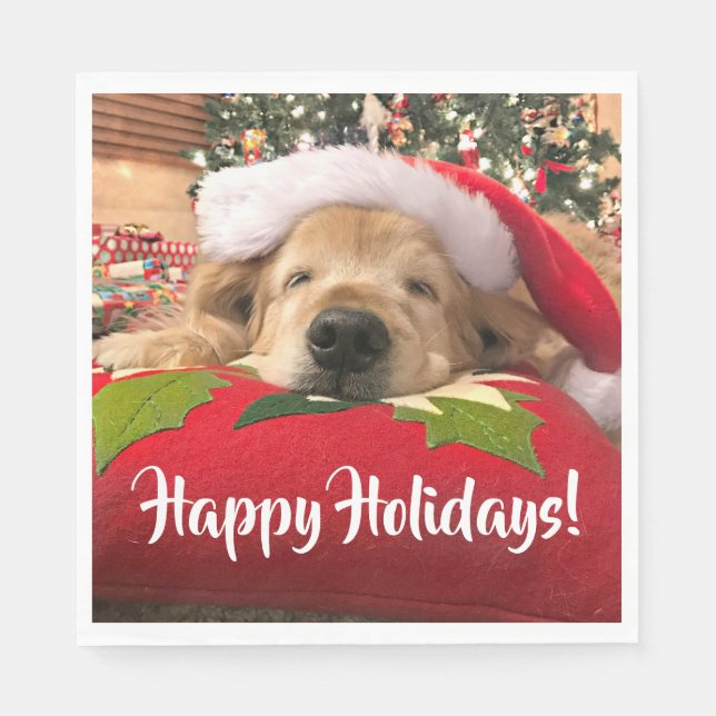 Golden Retriever Dog Asleep Under Tree Serviette (Vorderseite)