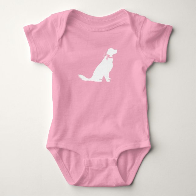 Golden Retriever Dog Baby Dusche Rosa Baby Strampler (Vorderseite)
