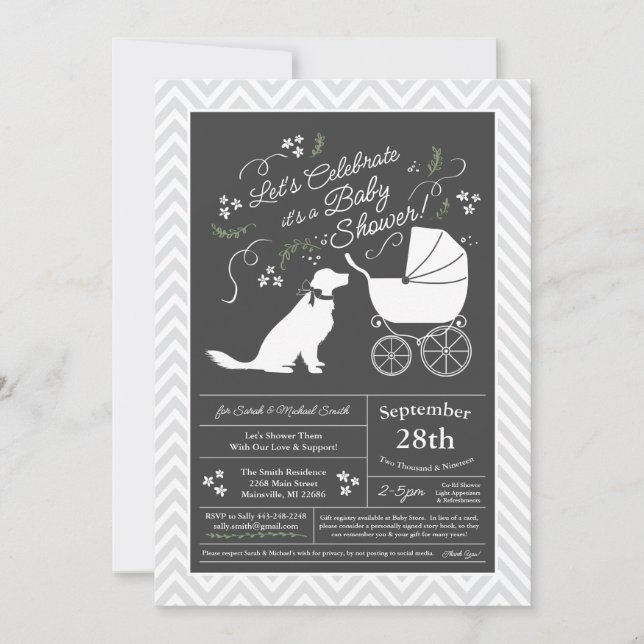 Golden Retriever Dog Baby Shower Gender Neutral V2 Einladung (Vorderseite)