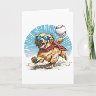 Golden Retriever Dog Baseball spielen Karte