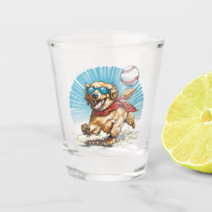 Golden Retriever Dog Baseball spielen Schnapsglas