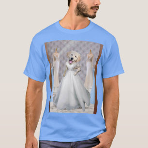 Golden Retriever Dog Bride Wearing Wedding Dress B T-Shirt