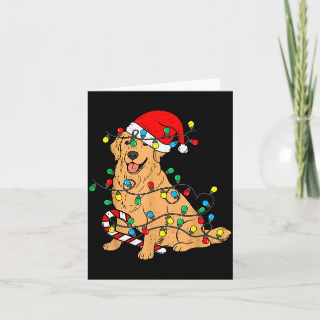 Golden Retriever Dog Christmas Lights Xmas Pet Dog Karte (Vorderseite)