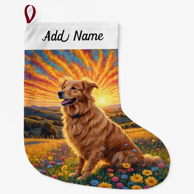 Golden Retriever  Dog Großer Weihnachtsstrumpf (Vorderseite)