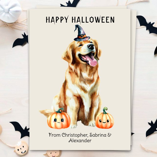 Golden Retriever Dog Happy Halloween Feiertagskarte (Von Creator hochgeladen)