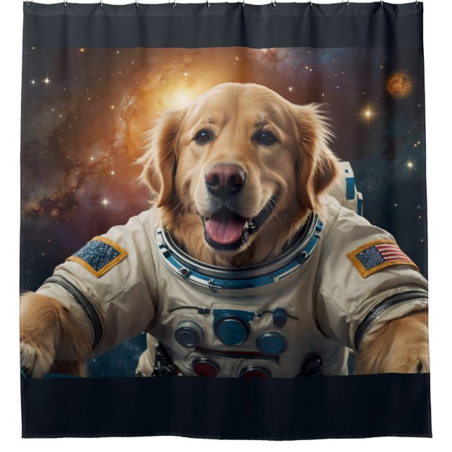 Golden Retriever Dog im Weltraum Duschvorhang (Vorderseite)