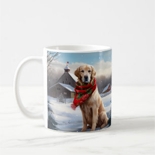 Golden Retriever Dog in Schnee Weihnachten Kaffeetasse