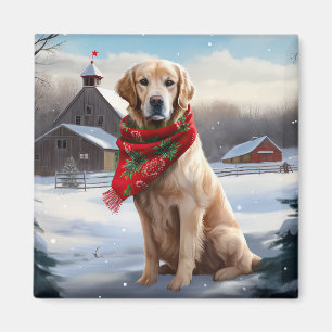 Golden Retriever Dog in Schnee Weihnachten Magnet