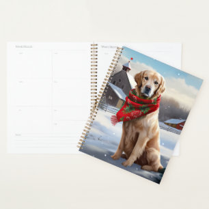 Golden Retriever Dog in Schnee Weihnachten Planer