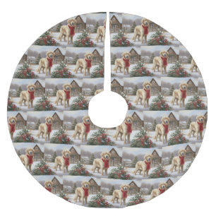 Golden Retriever Dog in Schnee Weihnachten Polyester Weihnachtsbaumdecke