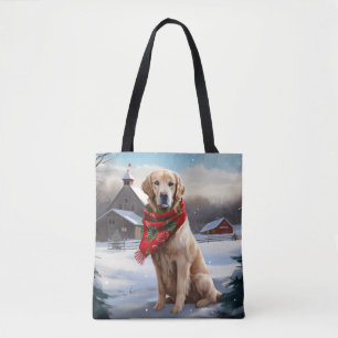 Golden Retriever Dog in Schnee Weihnachten Tasche