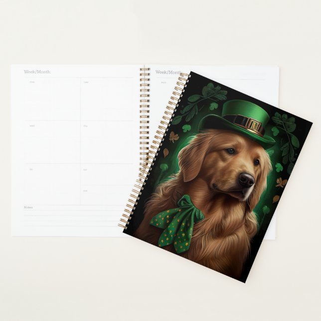 Golden Retriever Dog in St. Patrick's Day (Devant avec enveloppe)