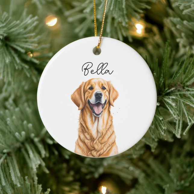 Golden Retriever Dog Individueller Urlaub Weihnach Keramik Ornament (Baum)