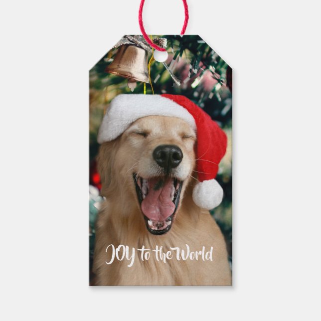 Golden Retriever Dog Jog to World Christmas Geschenkanhänger (Vorderseite)