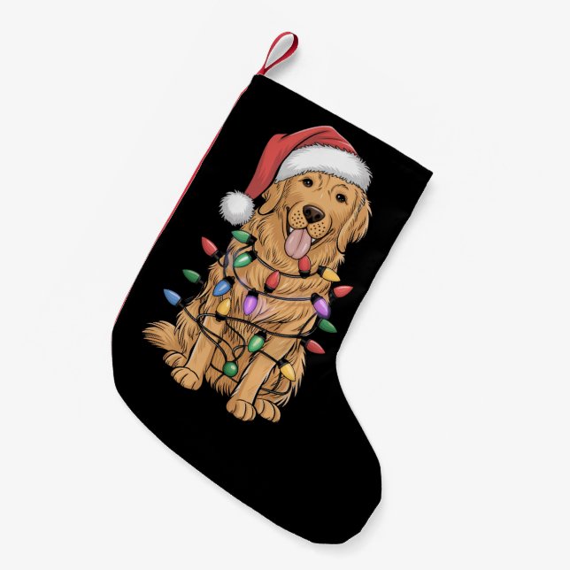 Golden Retriever Dog Lover Mama Vater Kleiner Weihnachtsstrumpf (Vorderansicht (hängend))