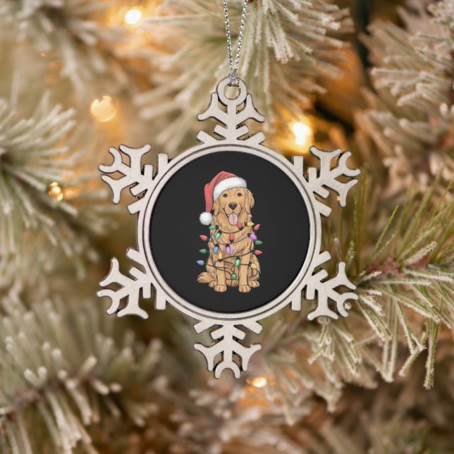Golden Retriever Dog Lover Mama Vater Schneeflocken Zinn-Ornament (Baum)