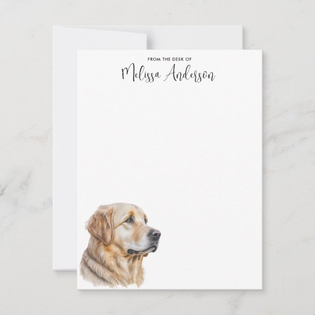 Golden Retriever Dog Lover Wasserfarbe Personalisi Mitteilungskarte (Vorderseite)