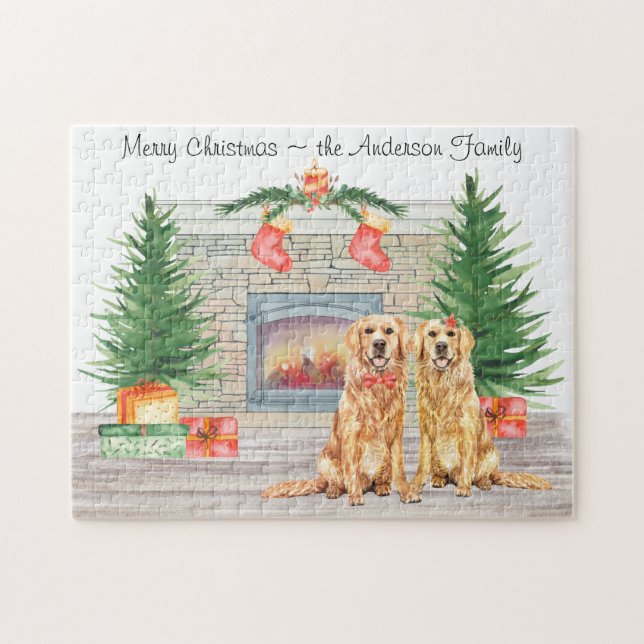 Golden Retriever Dog Lover Watercolor Christmas (Horizontal)