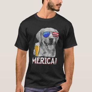 Golden Retriever Dog Merica 4th July Patriotic Ame T-Shirt