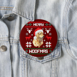 Golden Retriever Dog Merry Woofmas Weihnachtsschwe Button