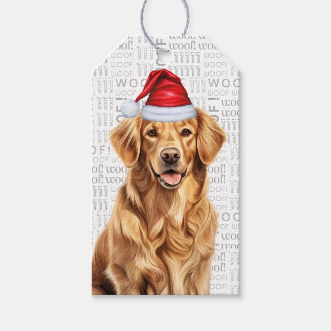 Golden Retriever Dog Niedlicher Weihnachtsurlaub Geschenkanhänger (Vorderseite)