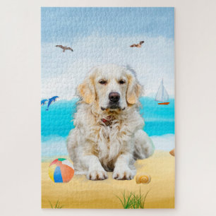 Golden Retriever Dog on Beach