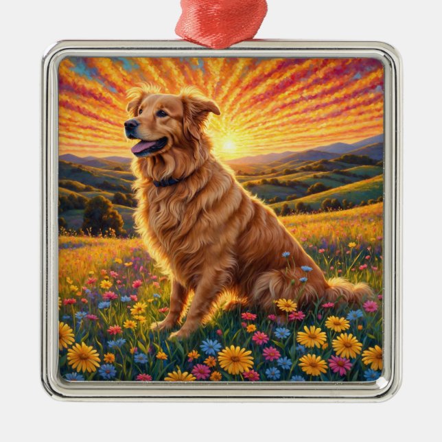 Golden Retriever dog Ornament Aus Metall (Vorne)