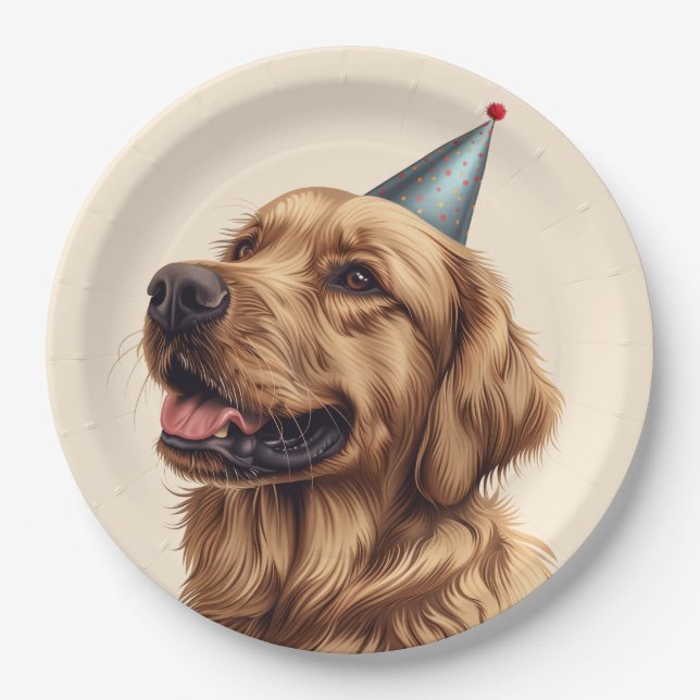 Golden Retriever Dog Pappteller (Vorderseite)