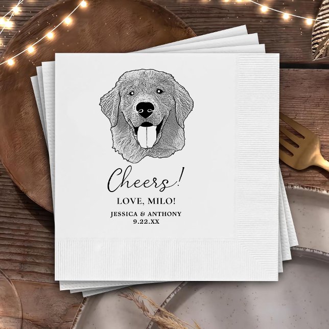 Golden Retriever Dog Personalisiert Cheers Napkins Serviette (Von Creator hochgeladen)