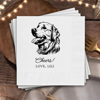 Golden Retriever Dog Personalisiert Cheers Serviette