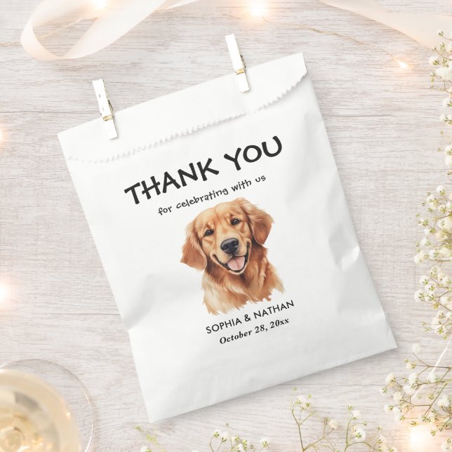 Golden Retriever Dog Personalisiert Danke Geschenktütchen (Ausgeschnitten)