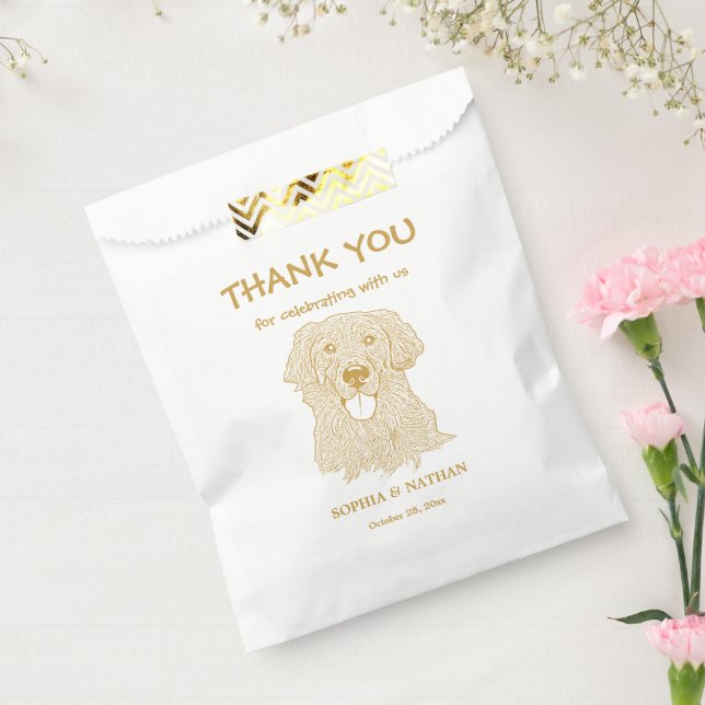 Golden Retriever Dog Personalisiert Danke Geschenktütchen (Versiegelt)
